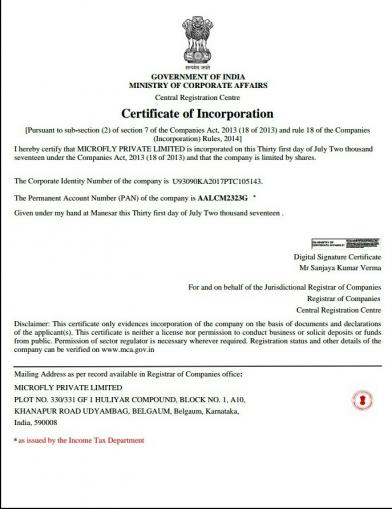 Certificate Of Incorporation